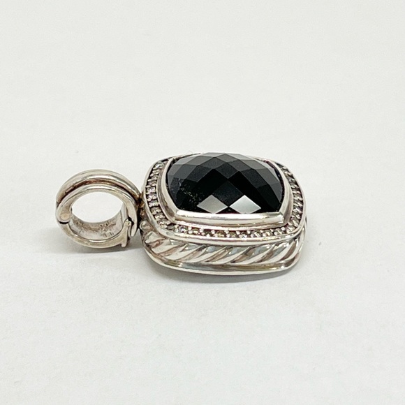 David Yurman 14mm Black Onyx Pave Diamond Albion Enhancer Pendant .925 - Picture 4 of 10